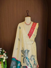 Soft Muga Cotton Rajwadi Elephant Saree
