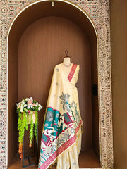 Soft Muga Cotton Rajwadi Elephant Saree
