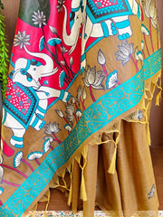 Soft Muga Cotton Rajwadi Elephant Saree