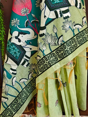 Soft Muga Cotton Rajwadi Elephant Saree
