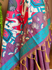 Soft Muga Cotton Rajwadi Elephant Saree