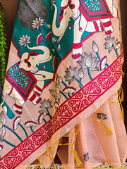 Soft Muga Cotton Rajwadi Elephant Saree