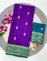 Soft Silk Contrast Flower Border Saree
