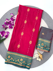 Soft Silk Contrast Flower Border Saree