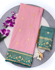 Soft Silk Contrast Flower Border Saree