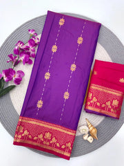Soft Silk Contrast Flower Border Saree