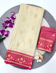 Soft Silk Contrast Flower Border Saree