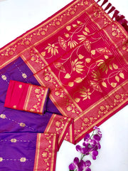 Soft Silk Contrast Flower Border Saree