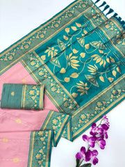 Soft Silk Contrast Flower Border Saree