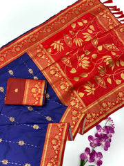 Soft Silk Contrast Flower Border Saree