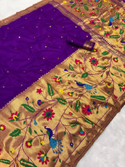 Premium Soft Half Half Brocade Paithani Saree