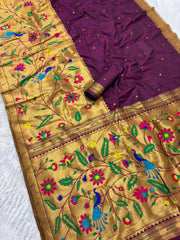 Premium Soft Half Half Brocade Paithani Saree