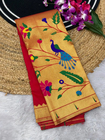 Premium Soft Half Half Brocade Paithani Saree