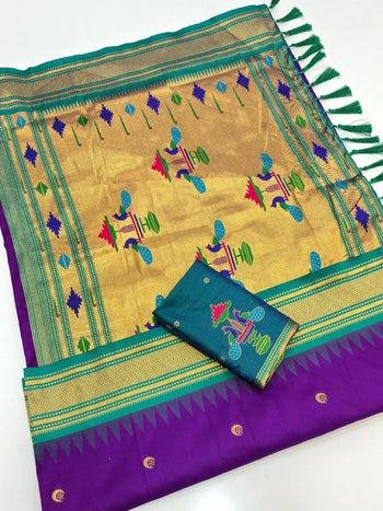 Soft Traditional Paithani Gadwal Border Saree