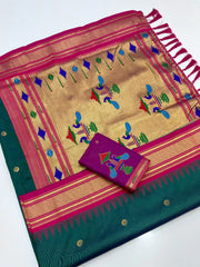 Soft Traditional Paithani Gadwal Border Saree