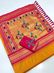 Soft Traditional Paithani Gadwal Border Saree