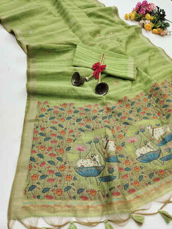 Pichwai Ghicha Cotton Saree