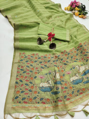 Pichwai Ghicha Cotton Saree