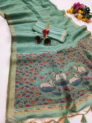 Pichwai Ghicha Cotton Saree