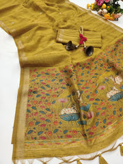 Pichwai Ghicha Cotton Saree