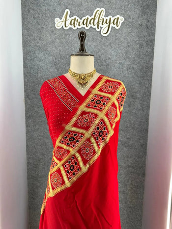 Pure Gaji SIlk Gala Ajrakh Saree