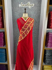 Pure Gaji SIlk Gala Ajrakh Saree