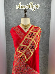 Pure Gaji SIlk Gala Ajrakh Saree
