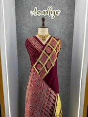 Pure Gaji SIlk Gala Ajrakh Saree