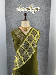 Pure Gaji SIlk Gala Ajrakh Saree