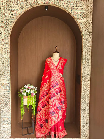 Handloom Raw Silk Baluchari Saree