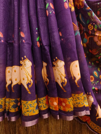 Soft Dhanwari Pichwai Silk Saree