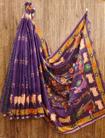 Soft Dhanwari Pichwai Silk Saree