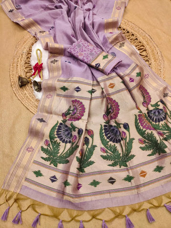 Muga Cotton Paithani Saree