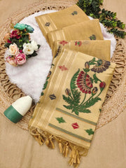 Muga Cotton Paithani Saree