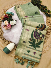 Muga Cotton Paithani Saree