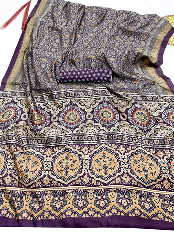 Soft Ajrakh Printed Saree