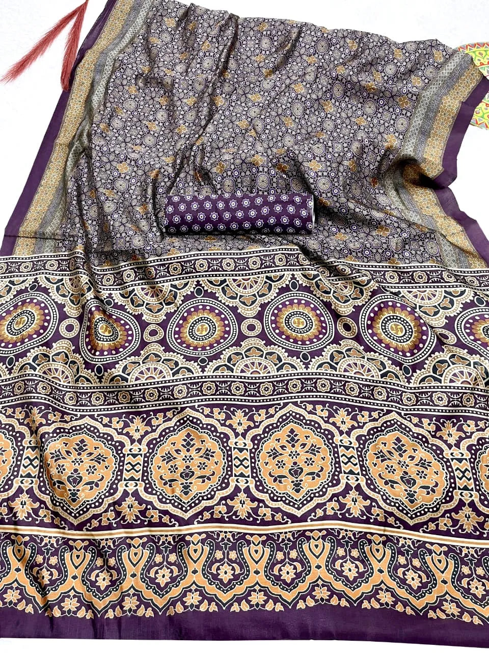 Soft Ajrakh Printed Saree