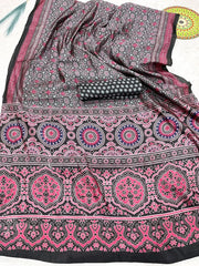 Soft Ajrakh Printed Saree