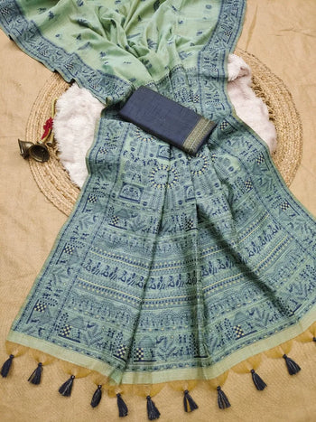 Muga Cotton Warli Weaving Saree