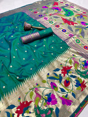 Soft Silk Big Border Peacock Bel Paithani Saree