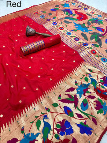 Soft Silk Big Border Peacock Bel Paithani Saree