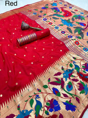 Soft Silk Big Border Peacock Bel Paithani Saree