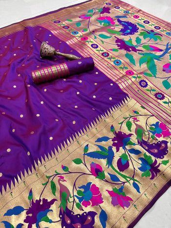 Soft Silk Big Border Peacock Bel Paithani Saree
