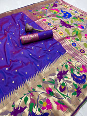 Soft Silk Big Border Peacock Bel Paithani Saree