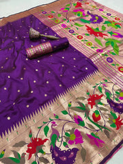 Soft Silk Big Border Peacock Bel Paithani Saree