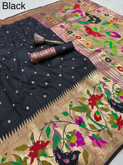 Soft Silk Big Border Peacock Bel Paithani Saree
