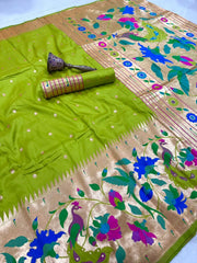 Soft Silk Big Border Peacock Bel Paithani Saree