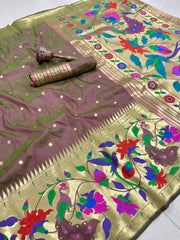 Soft Silk Big Border Peacock Bel Paithani Saree