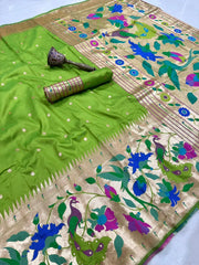 Soft Silk Big Border Peacock Bel Paithani Saree