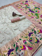 Soft Silk Big Border Peacock Bel Paithani Saree